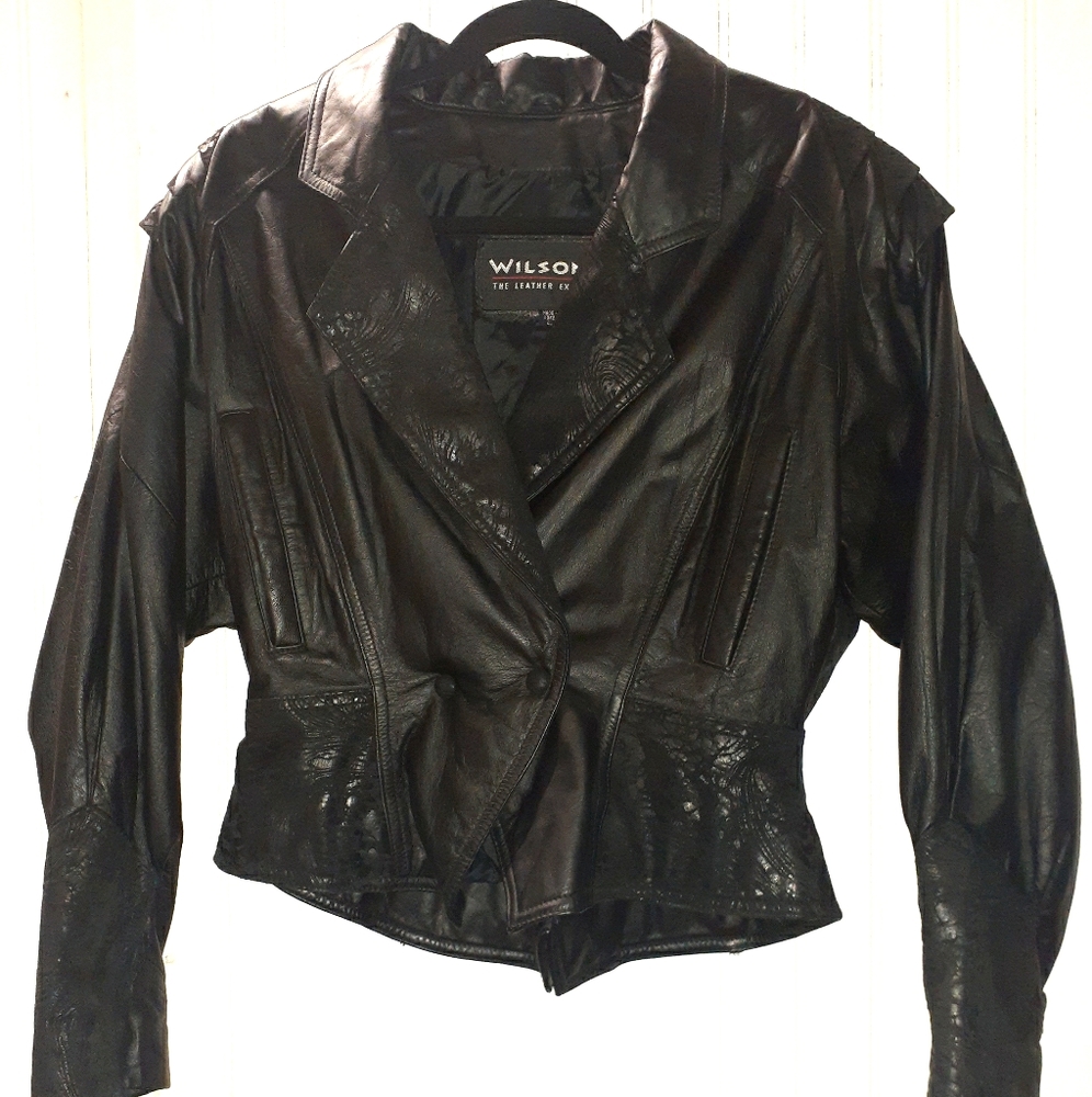 Vintage Leather Fitted Crop Jacket